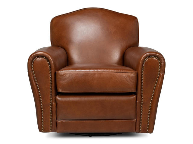 Elite Brown French Club Swivel Chair - Ornate Home