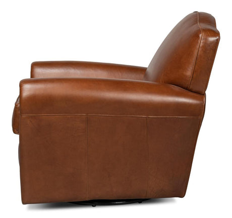 Elite Brown French Club Swivel Chair - Ornate Home