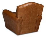 Elite French Club Cuba Brown Leather Swivel Chair - Ornate Home