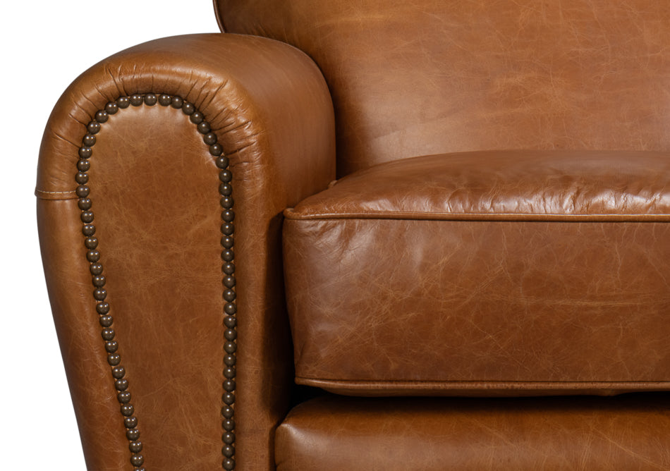 Elite French Club Cuba Brown Leather Swivel Chair - Ornate Home