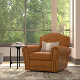 Elite French Club Cuba Brown Leather Swivel Chair - Ornate Home