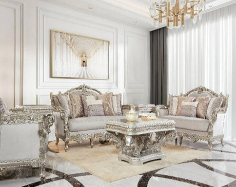 Elite Residence Silver/Gold Highlight Sofa / HD-S1609 - Ornate Home