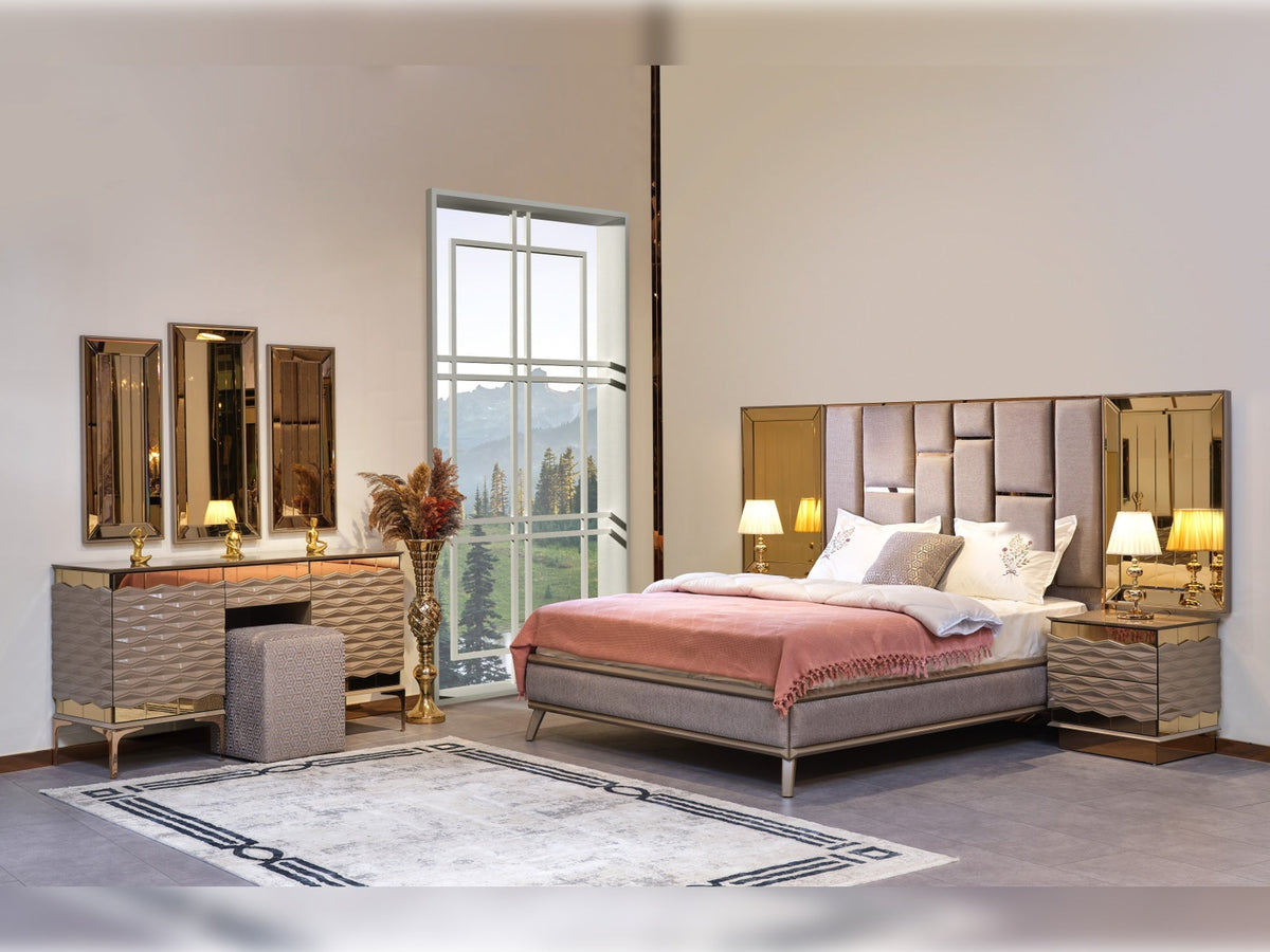 Elite Taupe Nightstand With Back