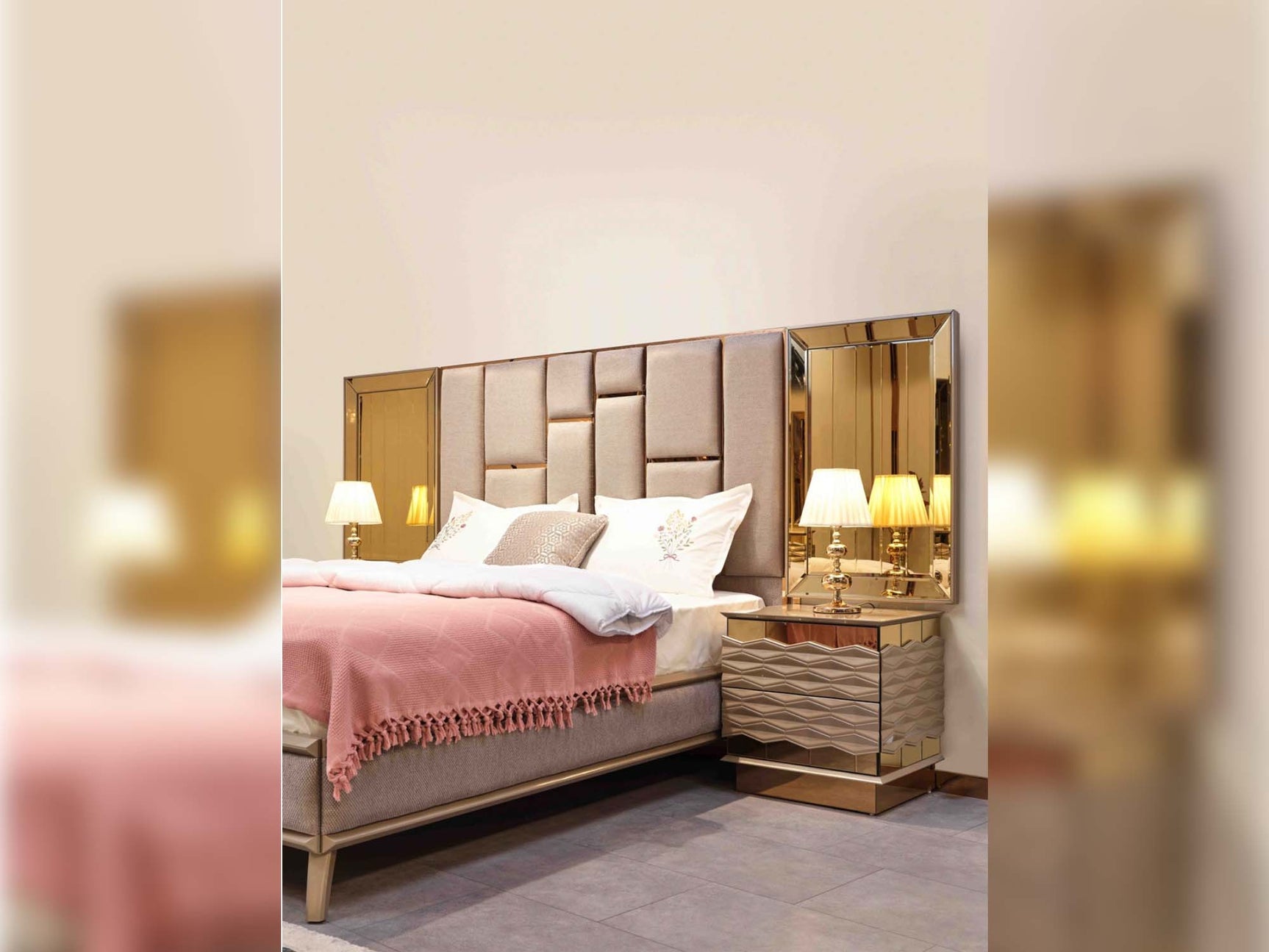 Elite Taupe Nightstand With Back