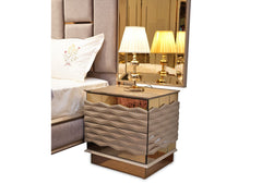 Elite Taupe Nightstand With Back - Ornate Home