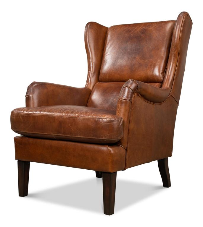 Elite Wing Brown Lounge Chair - Ornate Home