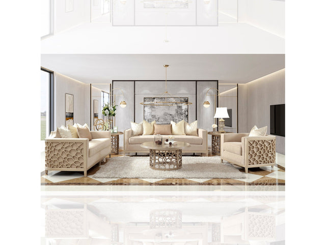 Elixir Champagne 3pc Living Room Set / HD-8911 - Ornate Home