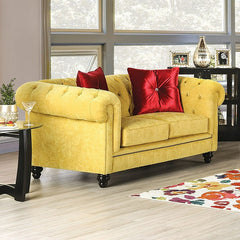 Eliza Royal Yellow/Red Loveseat - Ornate Home