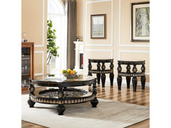 Elizabeth Black Enamel 3pc Coffee Table Set  / HD-1208 - Ornate Home