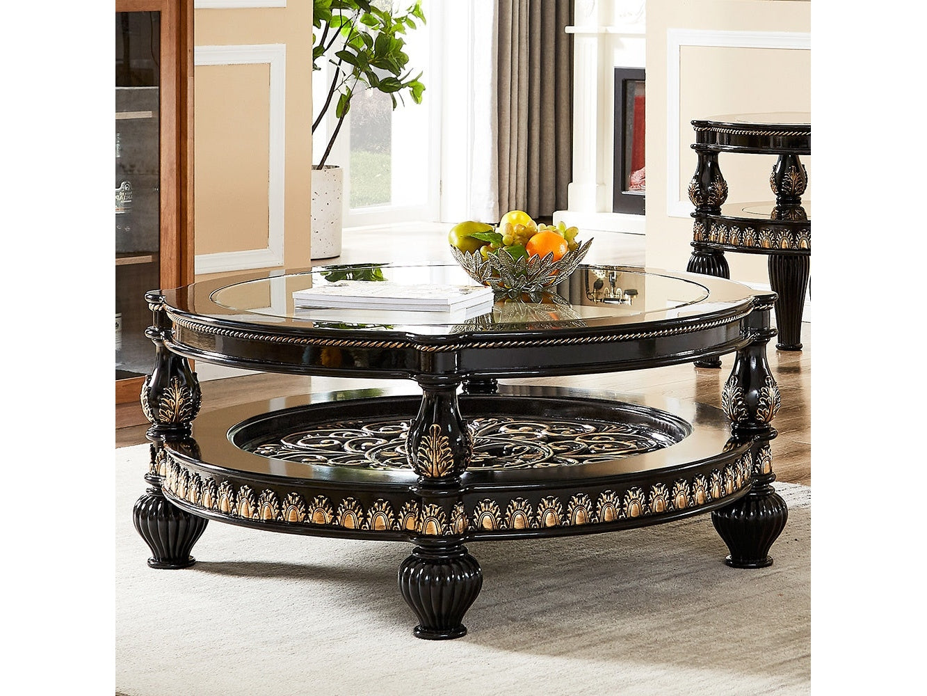 Elizabeth Black Enamel Coffee Table  / HD-1208 - Ornate Home