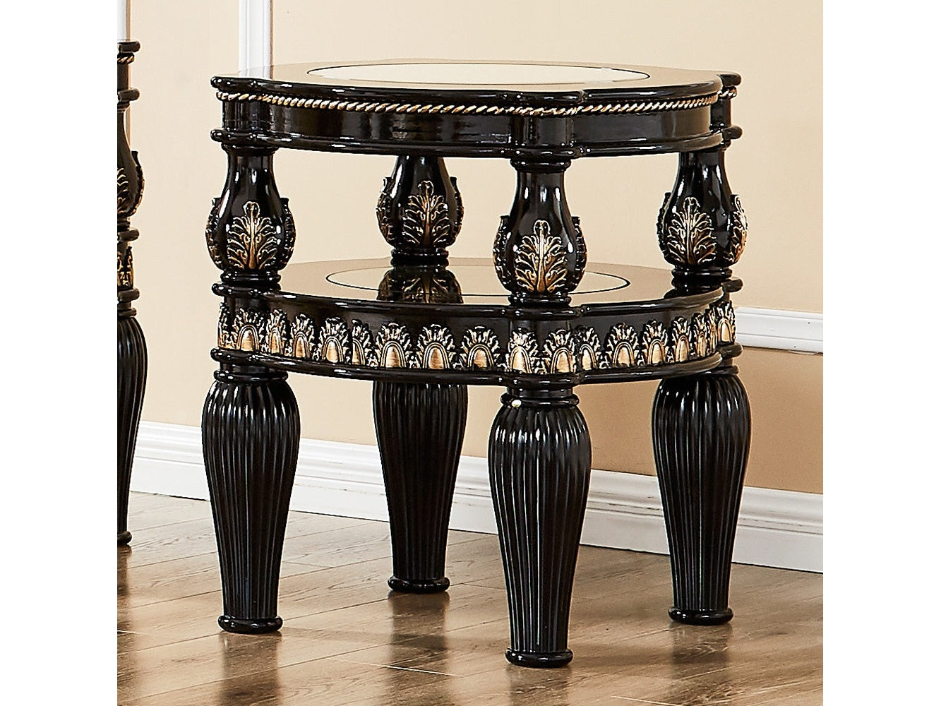 Elizabeth Black Enamel End Table  / HD-1208 - Ornate Home