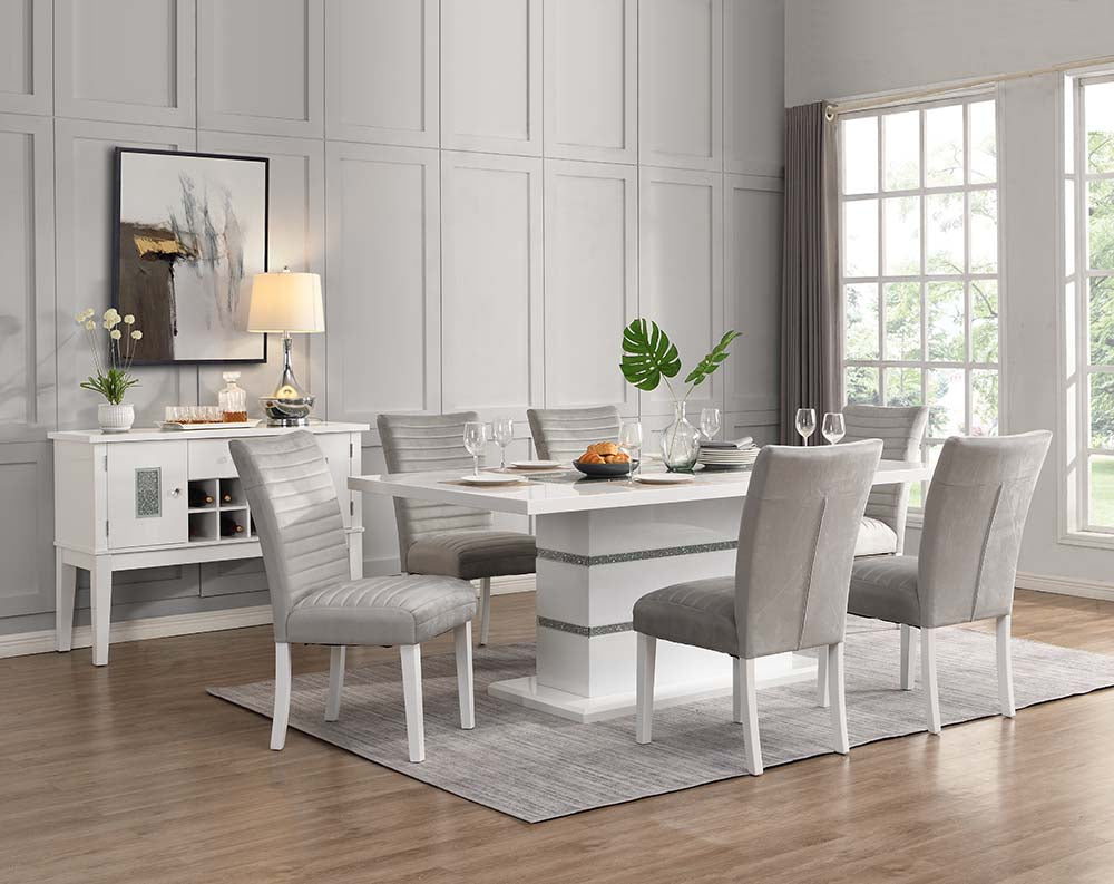 Elizaveta White High Gloss Dining Table - Ornate Home