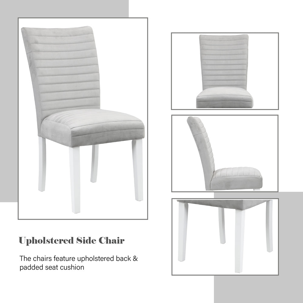Elizaveta White High Gloss & Gray Side Chair (Set of 2) - Ornate Home