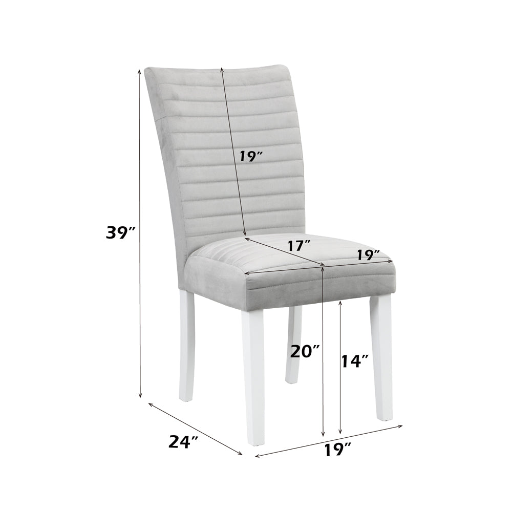 Elizaveta White High Gloss & Gray Side Chair (Set of 2) - Ornate Home