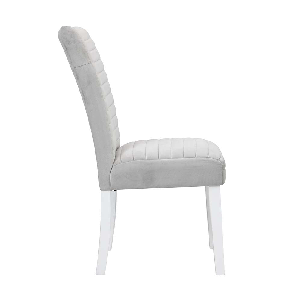 Elizaveta White High Gloss & Gray Side Chair (Set of 2) - Ornate Home