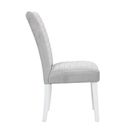 Elizaveta White High Gloss & Gray Side Chair (Set of 2) - Ornate Home