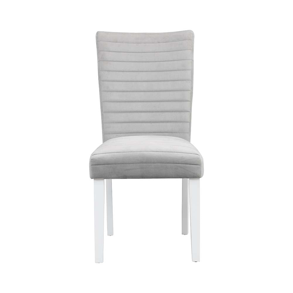 Elizaveta White High Gloss & Gray Side Chair (Set of 2) - Ornate Home