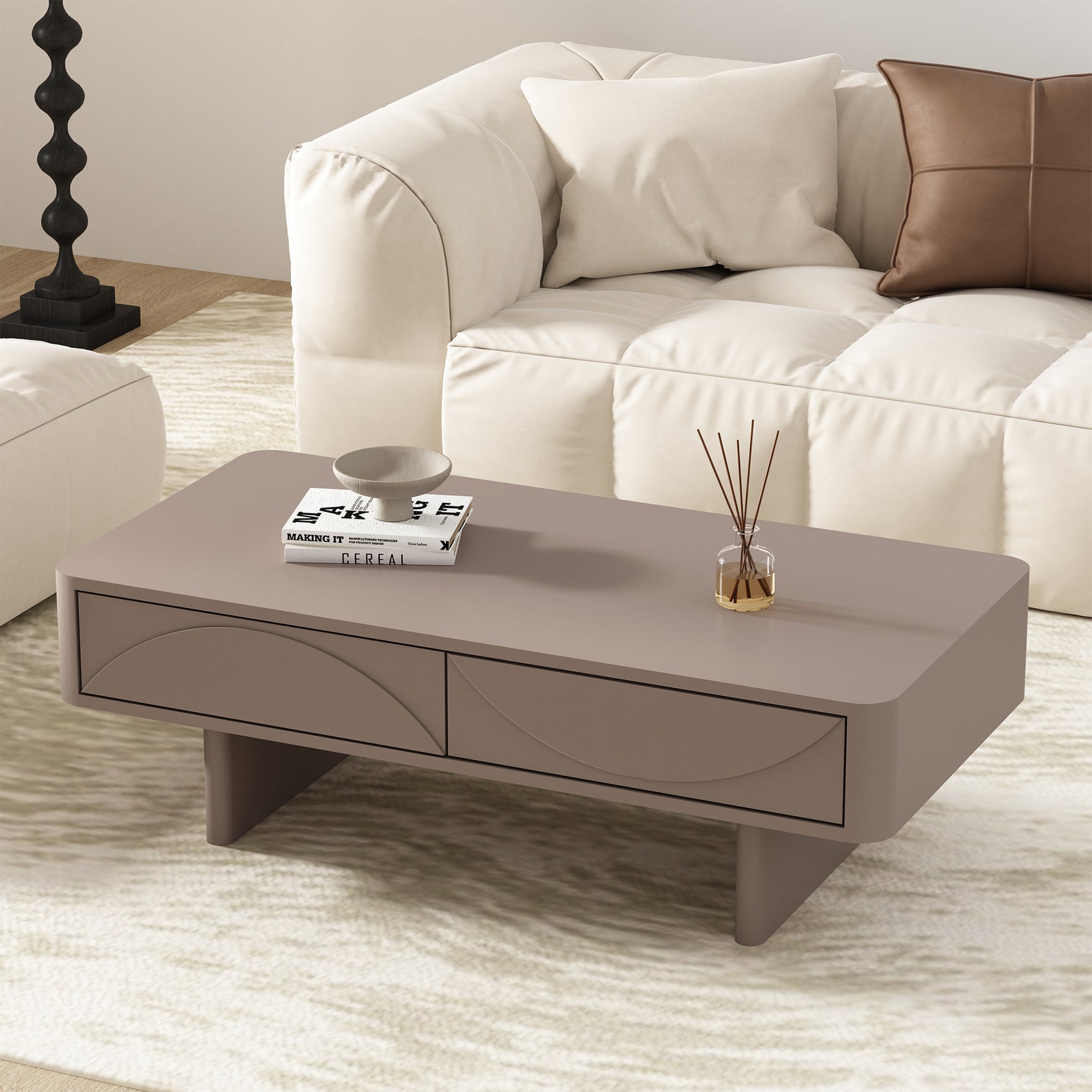 Ella 47.2" Coffee Table in Mocha - Ornate Home