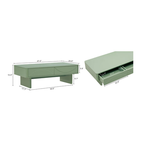 Ella 47.2" Coffee Table in Sage Green - Ornate Home