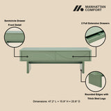 Ella 47.2" Coffee Table in Sage Green - Ornate Home