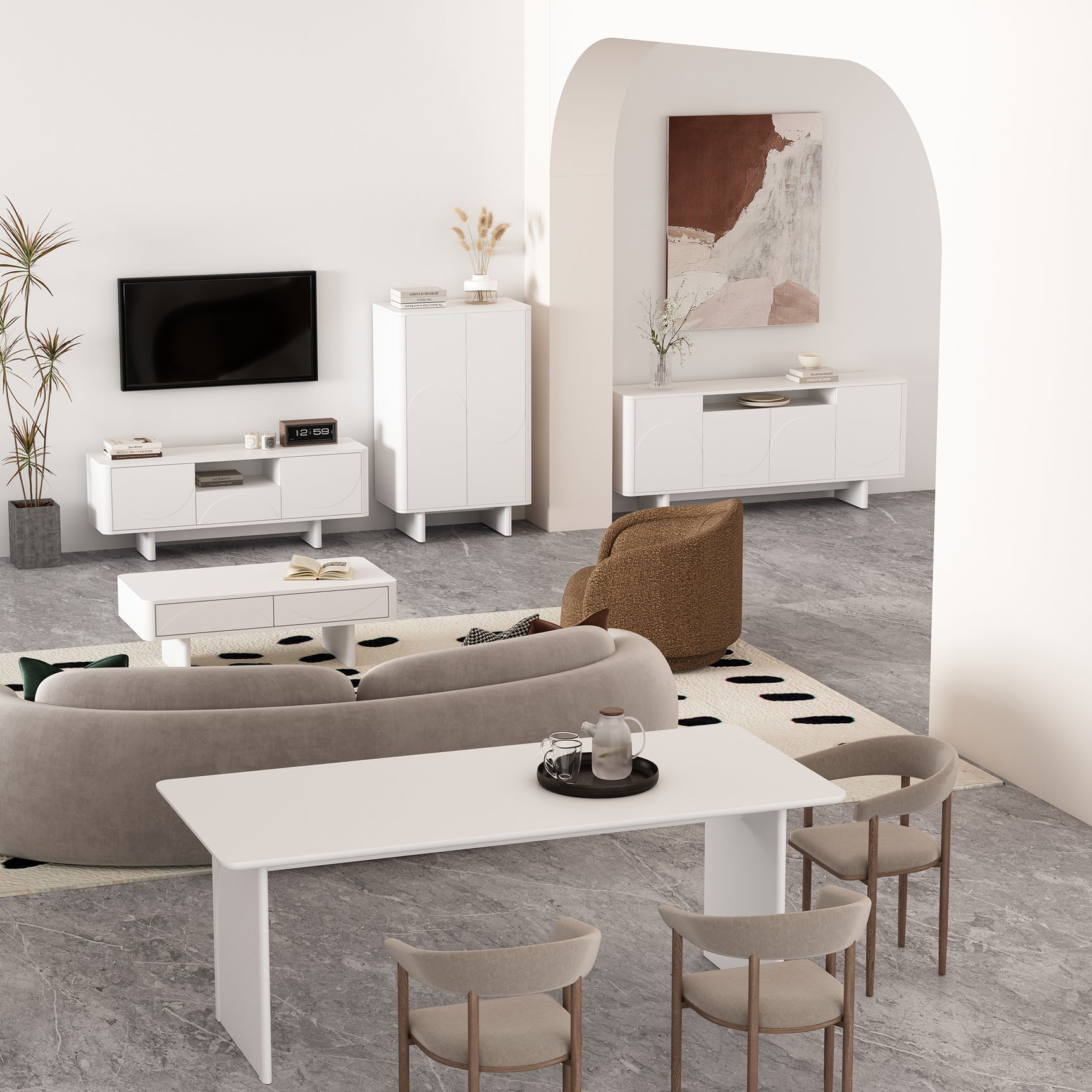 Ella 47.2" Coffee Table in White - Ornate Home