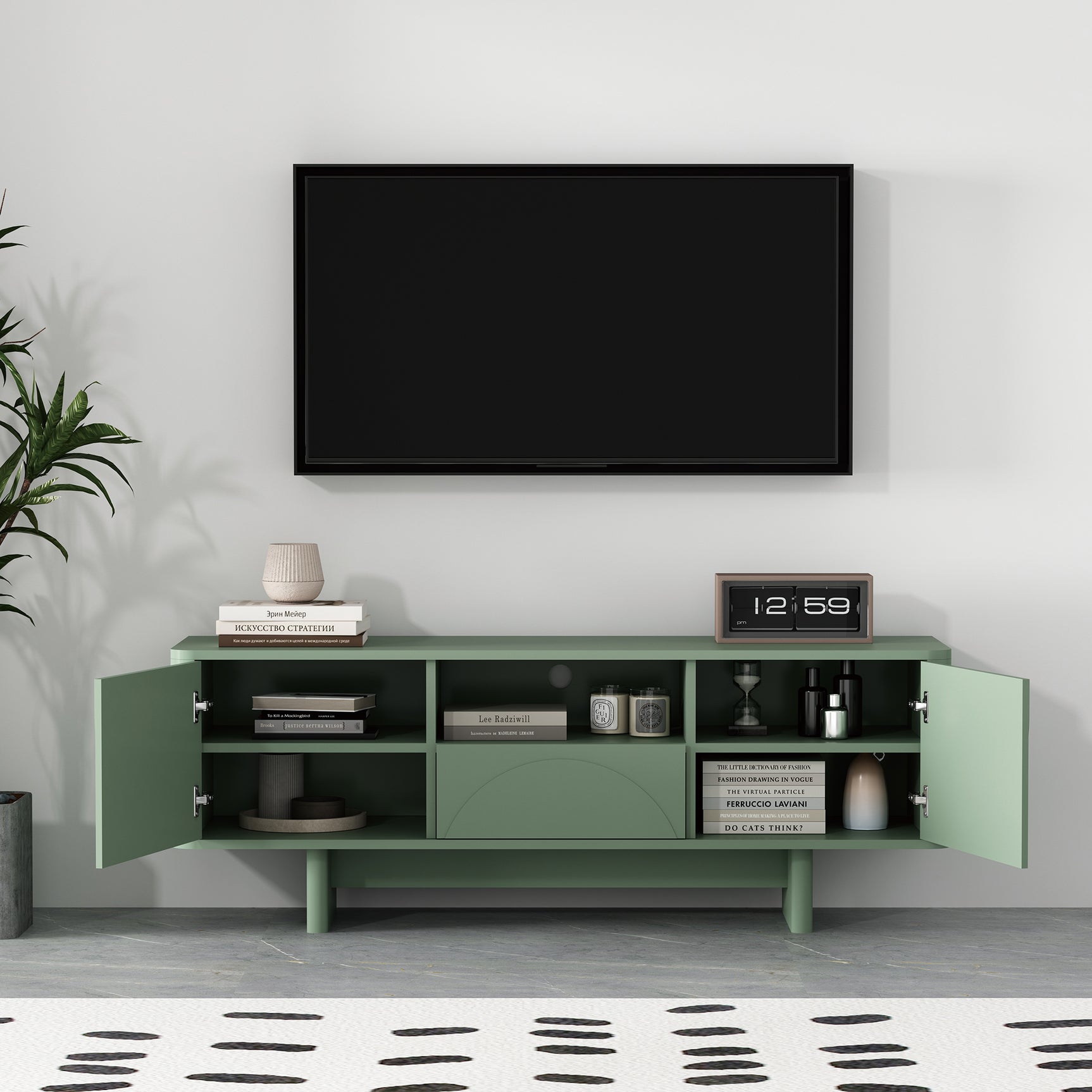 Ella 59" TV Stand in Sage Green - Ornate Home
