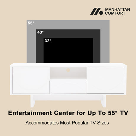 Ella 59" TV Stand in White - Ornate Home