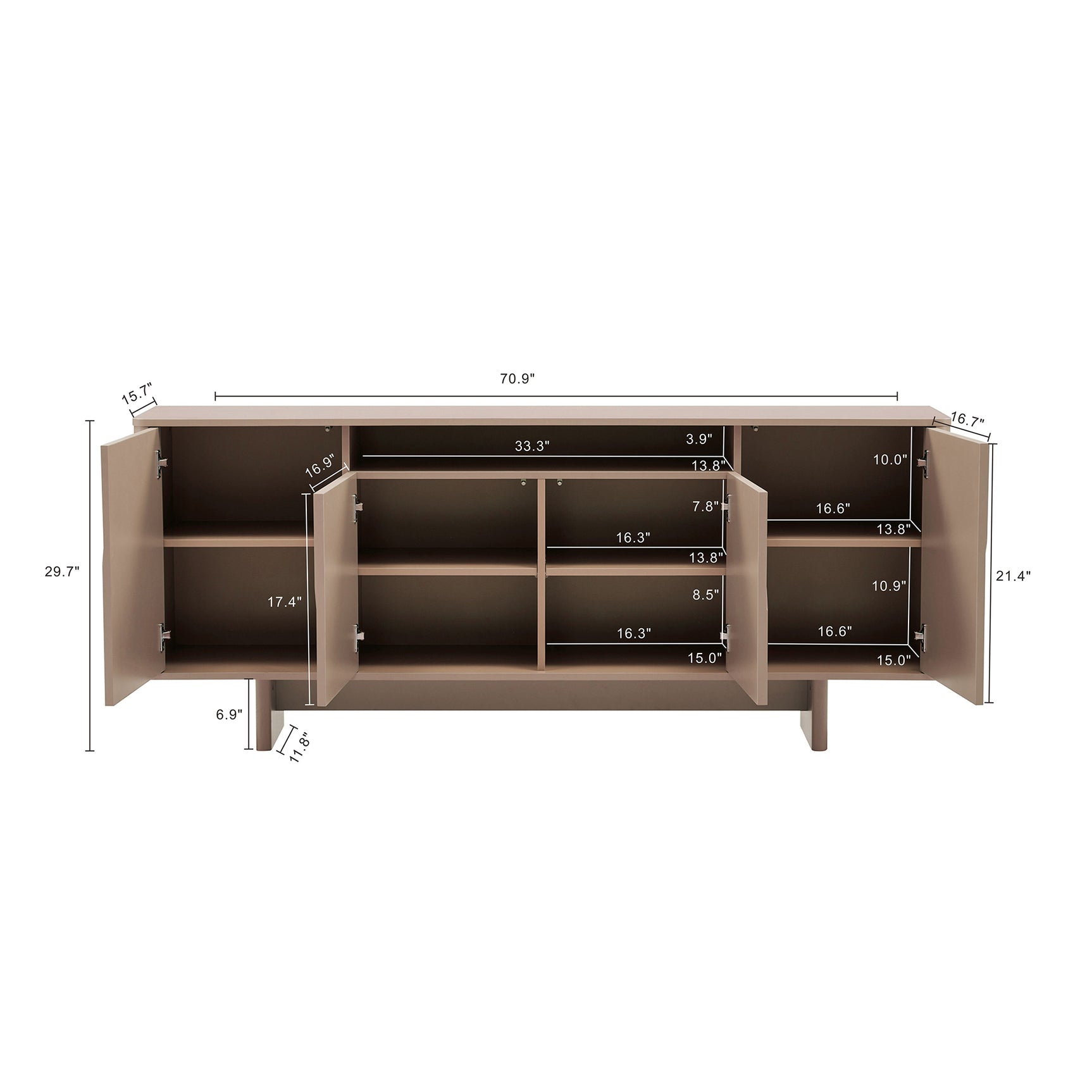 Ella 70.86" Sideboard in Mocha - Ornate Home