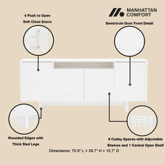 Ella 70.86" Sideboard in White - Ornate Home