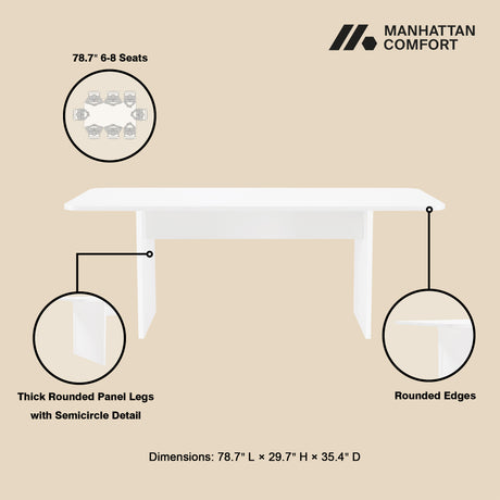Ella 78.7" Dining Table in White - Ornate Home