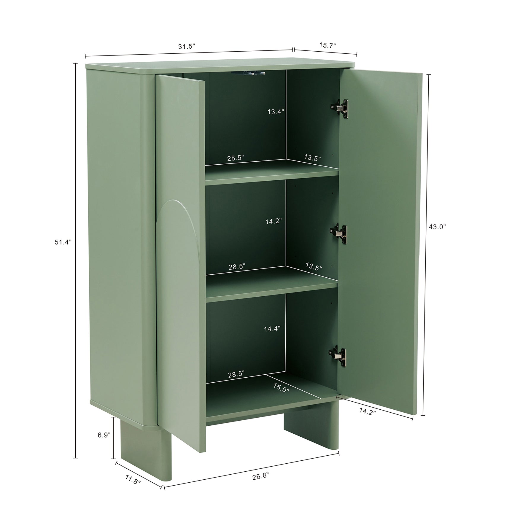 Ella Accent Cabinet in Sage Green - Ornate Home