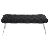 Ella Black Upholstered Tufted Bench Stainless Steel Legs - Ornate Home
