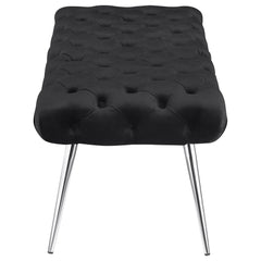 Ella Black Upholstered Tufted Bench Stainless Steel Legs - Ornate Home