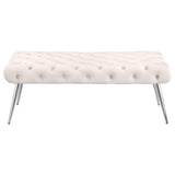 Ella Ivory Upholstered Tufted Bench Stainless Steel Legs - Ornate Home