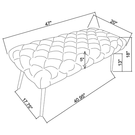 Ella Ivory Upholstered Tufted Bench Stainless Steel Legs - Ornate Home