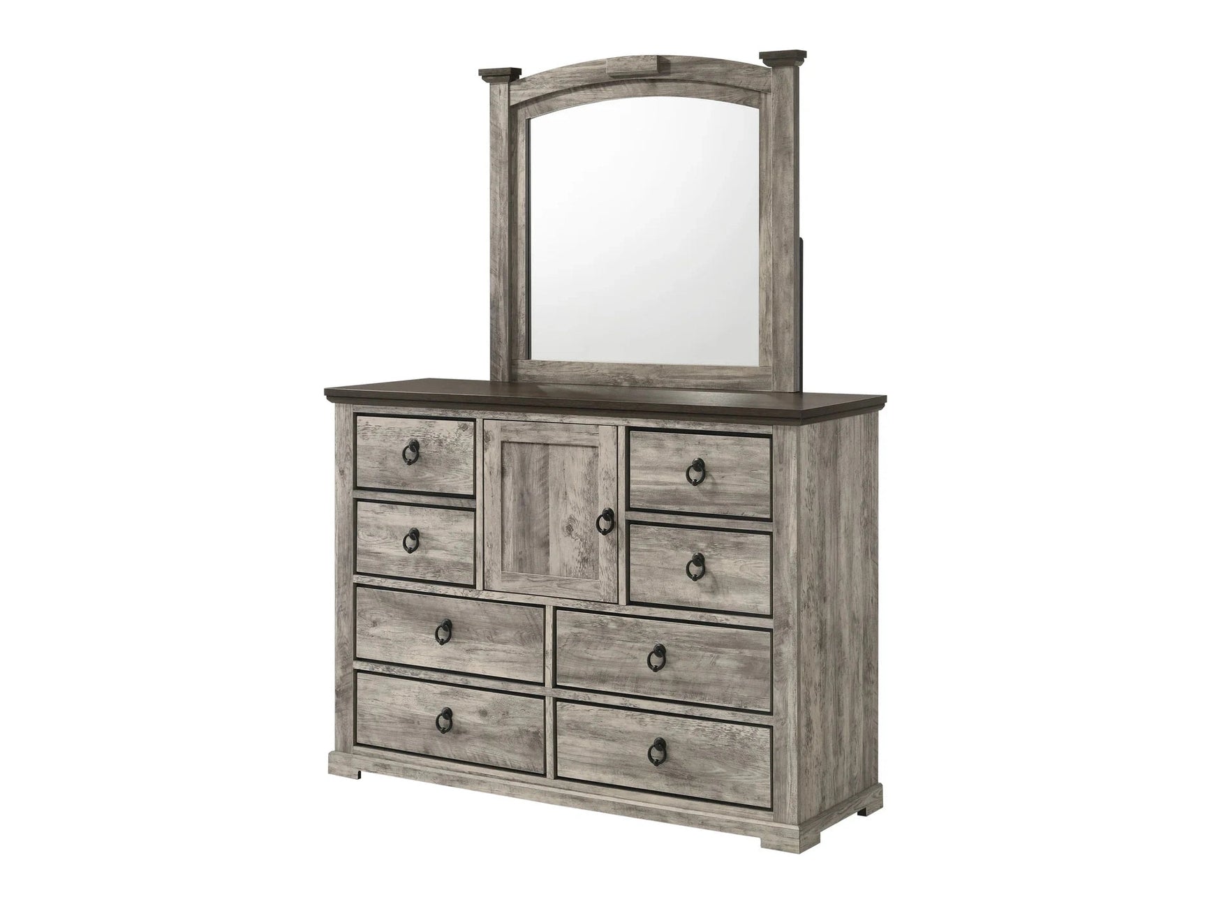 Ella-Mae Gray/Brown Dresser & Mirror - Ornate Home