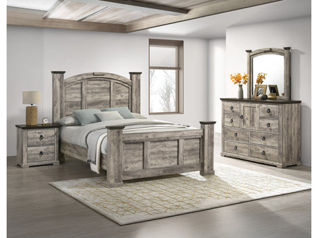 Ella-Mae Gray/Brown Queen Poster Bedroom Set - Ornate Home