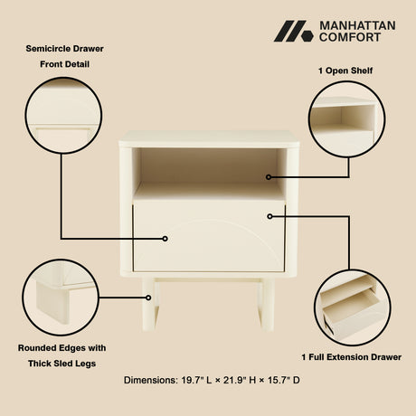 Ella Nightstand in Cream - Ornate Home