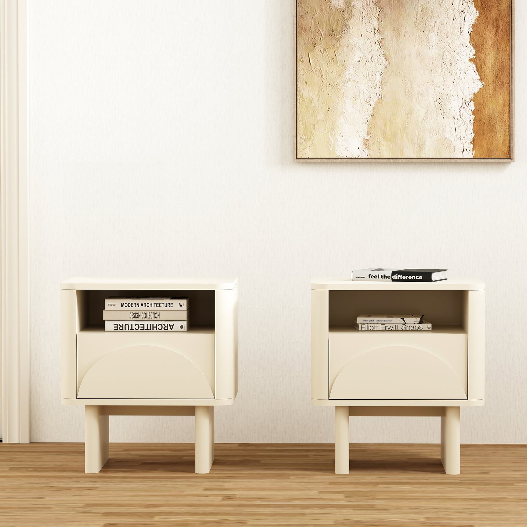Ella Nightstand in Cream (set of 2) - Ornate Home