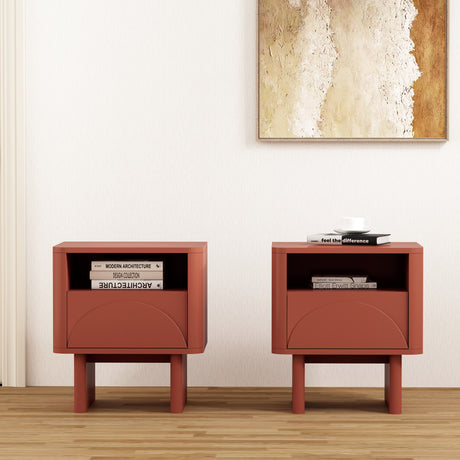 Ella Nightstand in Terracotta (set of 2) - Ornate Home