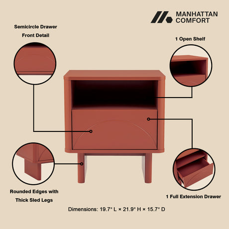 Ella Nightstand in Terracotta (set of 2) - Ornate Home