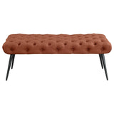 Ella Rust Upholstered Tufted Bench Metal Legs - Ornate Home