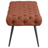 Ella Rust Upholstered Tufted Bench Metal Legs - Ornate Home