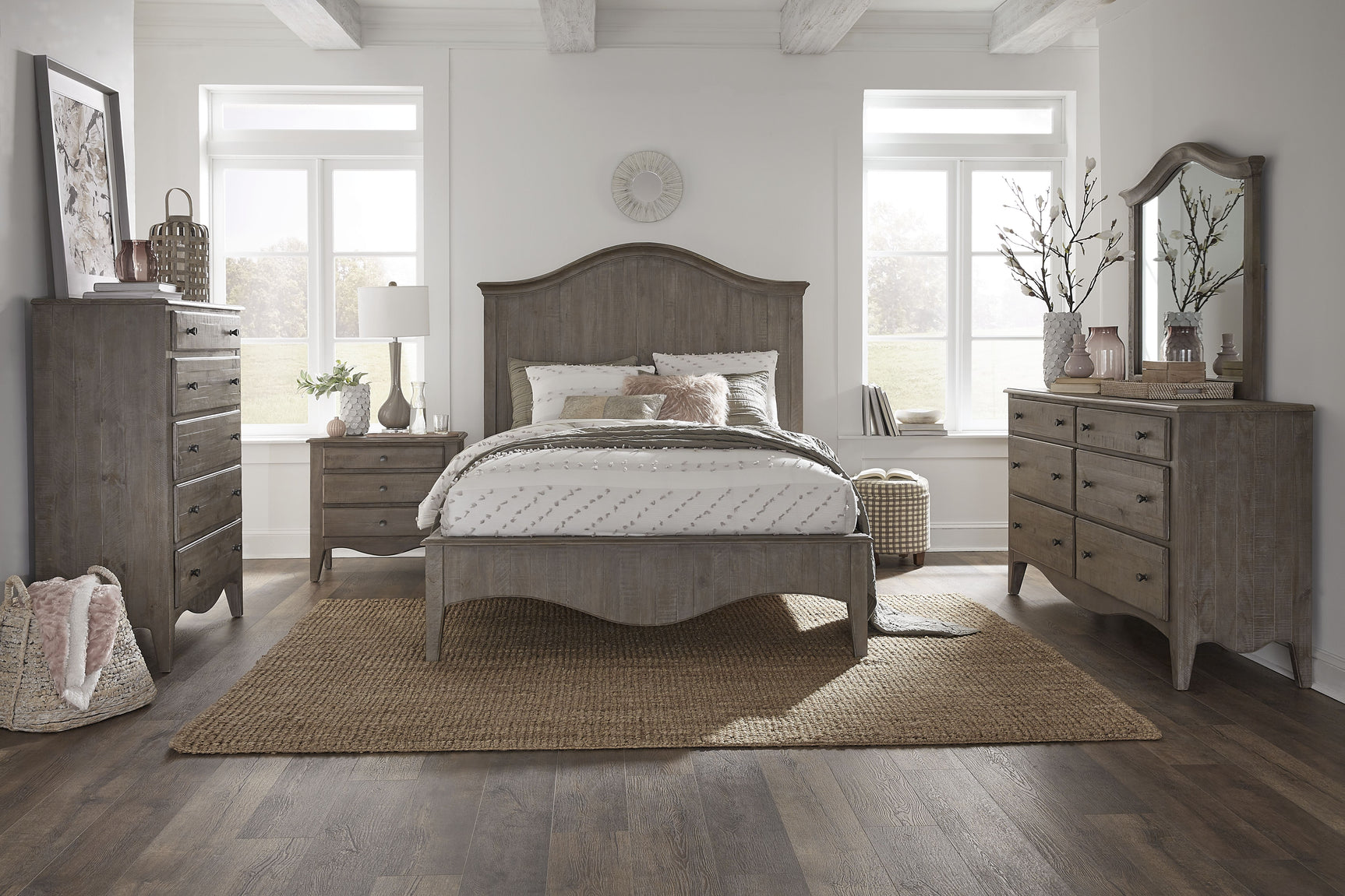 Ella Solid Wood Crown Queen Bed in Camel - Ornate Home