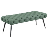 Ella Teal Upholstered Tufted Bench Metal Legs - Ornate Home