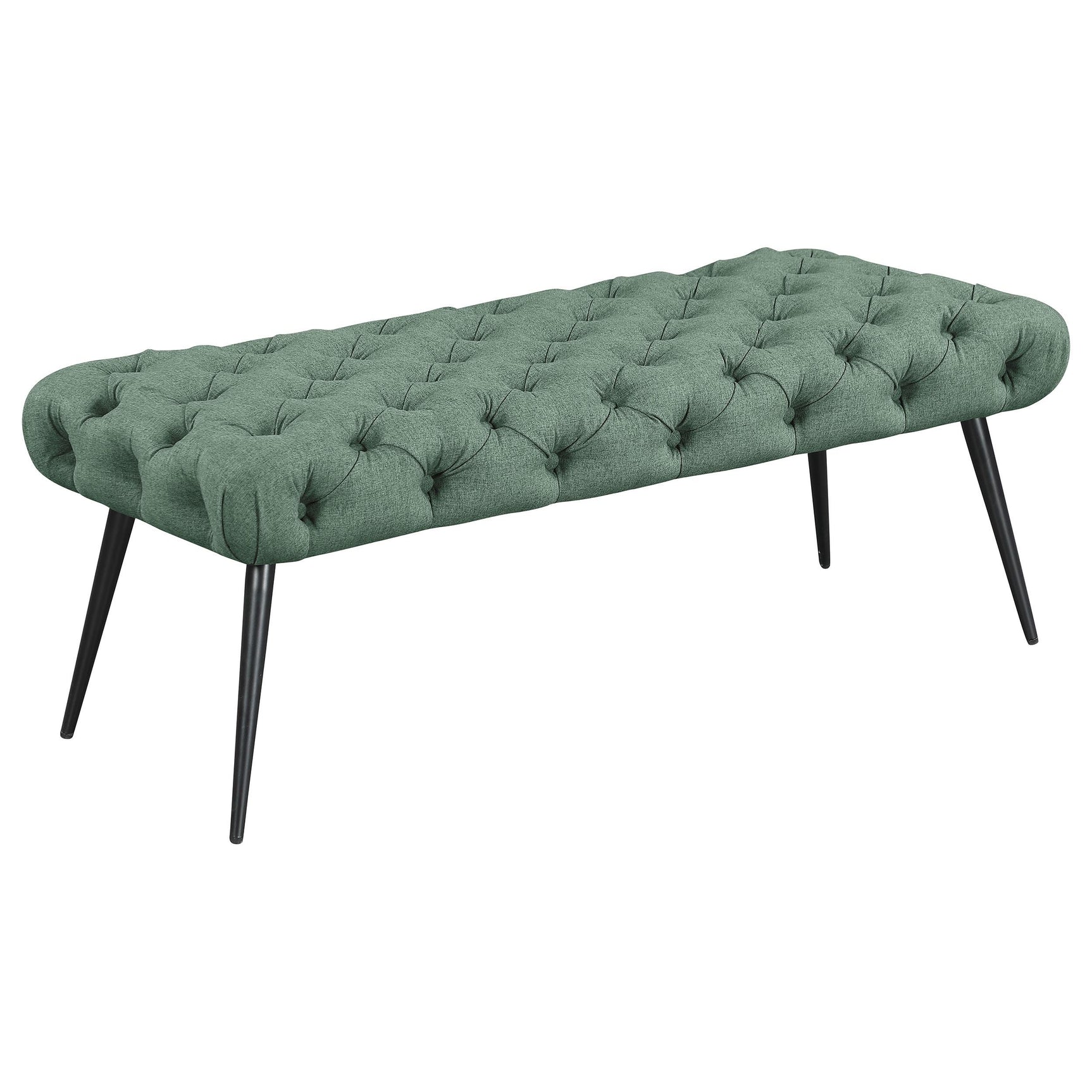 Ella Teal Upholstered Tufted Bench Metal Legs - Ornate Home