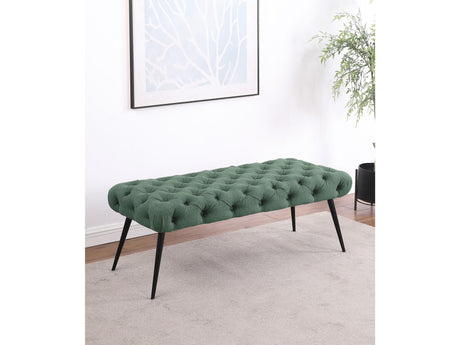 Ella Teal Upholstered Tufted Bench Metal Legs - Ornate Home