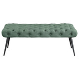 Ella Teal Upholstered Tufted Bench Metal Legs - Ornate Home