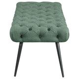 Ella Teal Upholstered Tufted Bench Metal Legs - Ornate Home