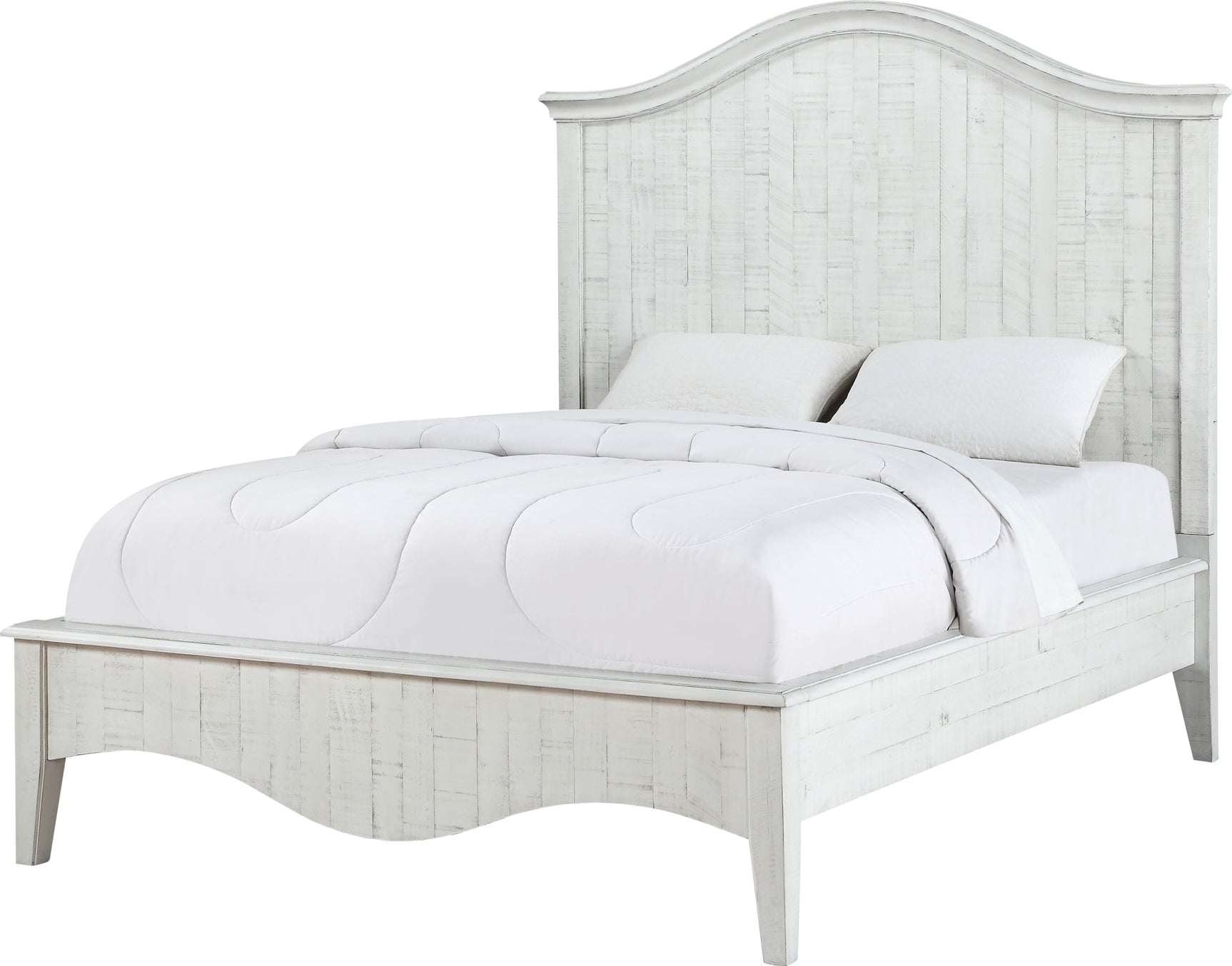 Ella White Wash Solid Wood California King Crown Bed - Ornate Home